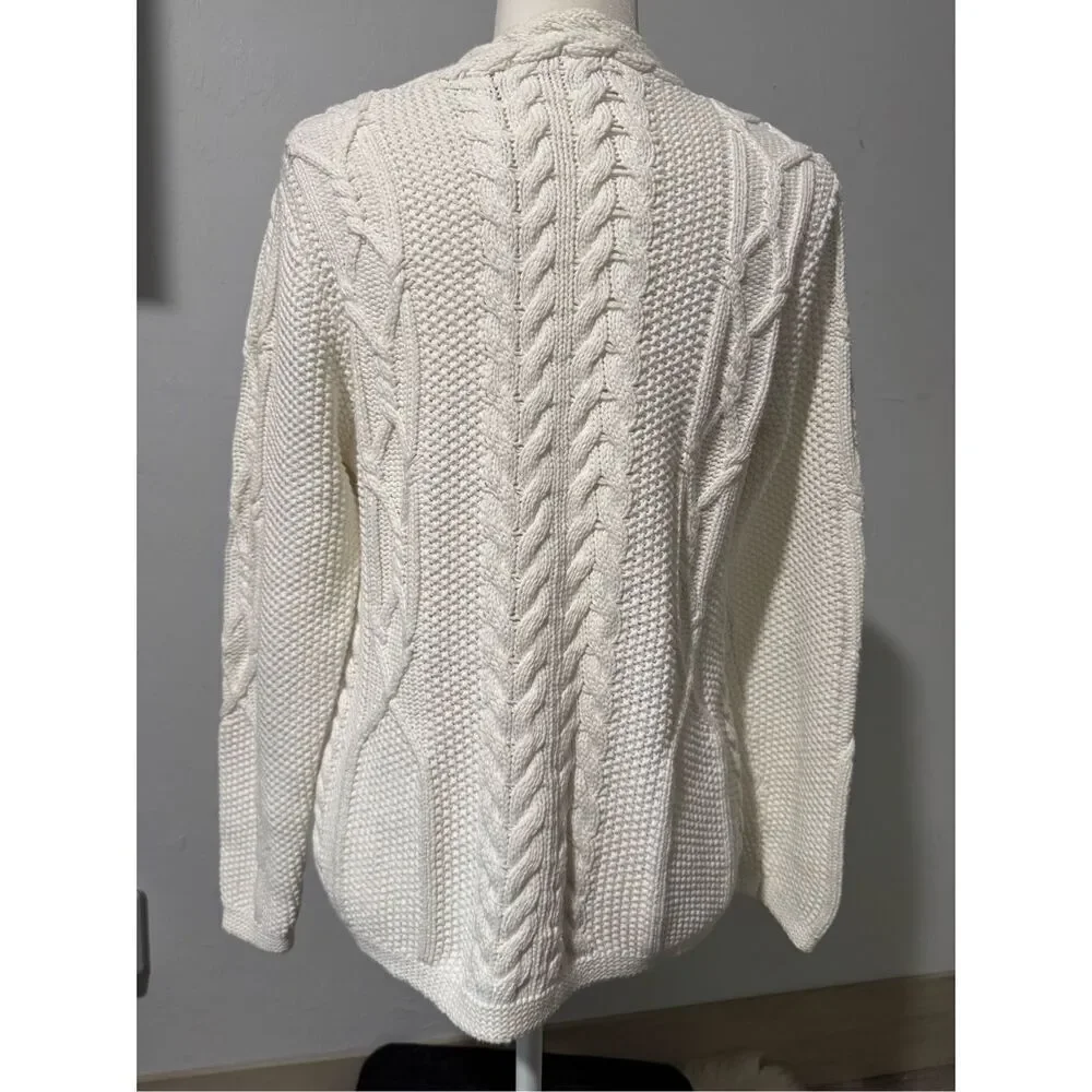 Irelands eye White cotton v neck knit sweater L